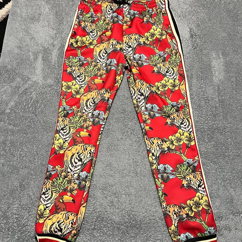 Victorious Pants Mens XXL Jungle Jogger Tiger Sweatpants Red